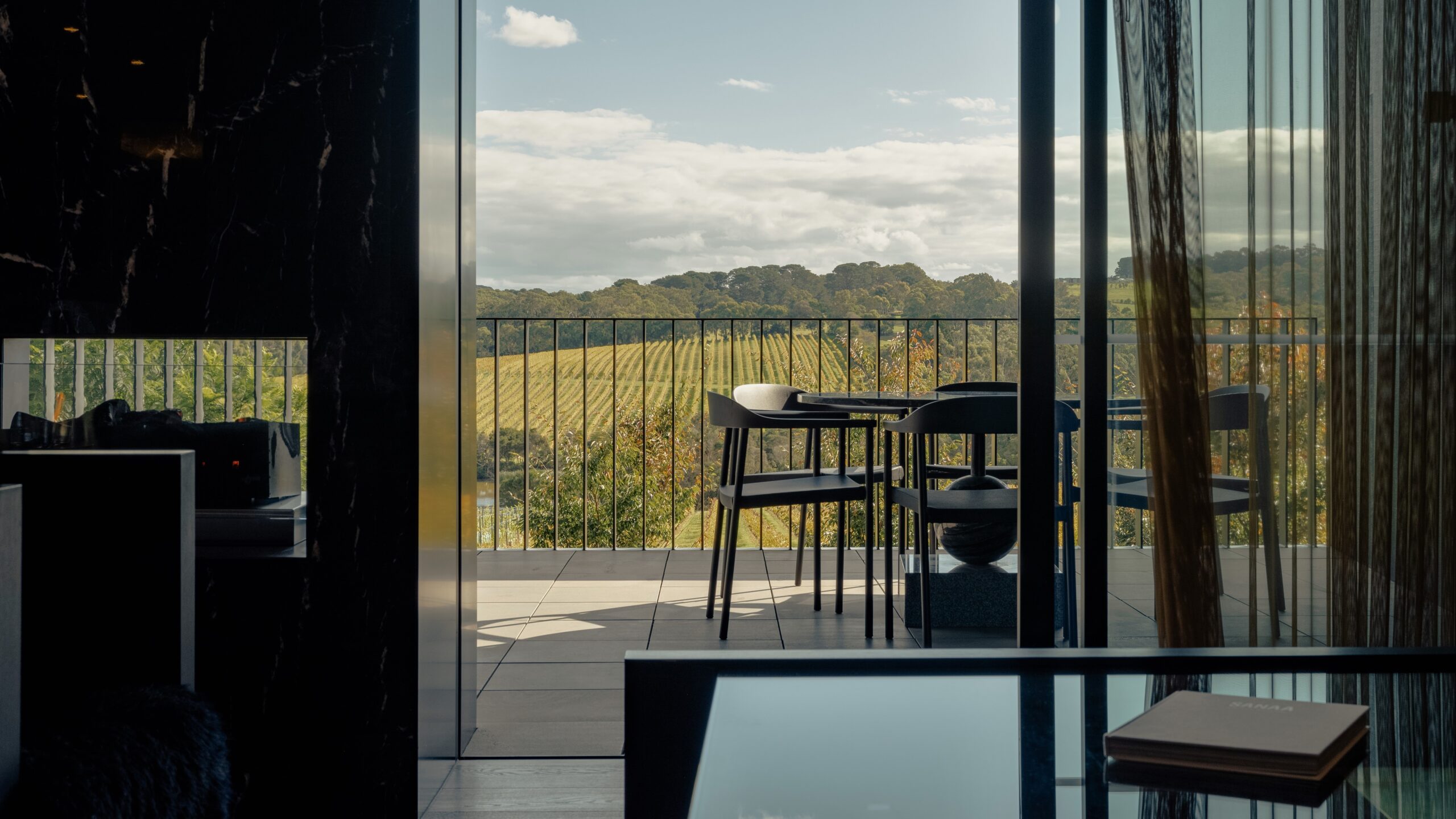 Luxury room interior at Jackalope Hotel overlooking LL Vineyard