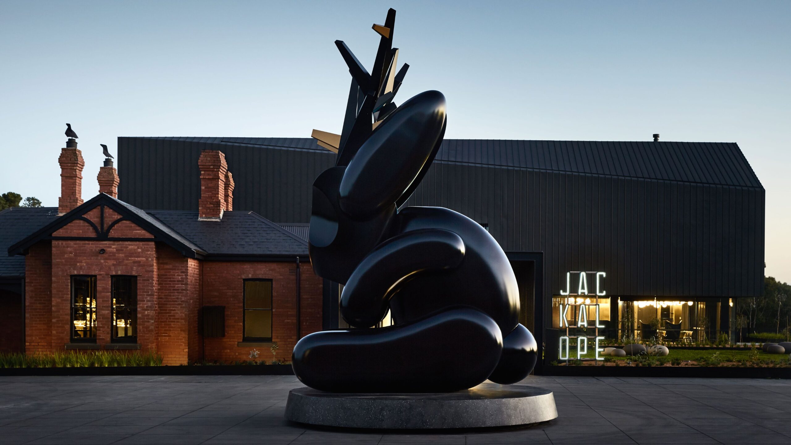Jackalope Hotel main entrance with iconic sculpture