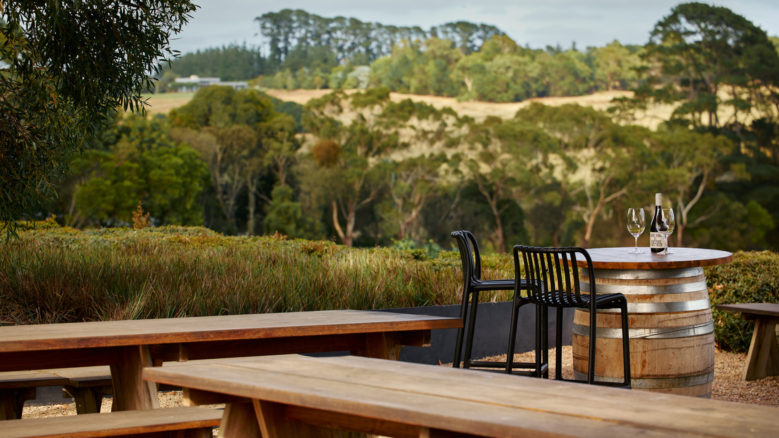 Rare Hare vineyard lookout exterior overlooking surrounding vineyards